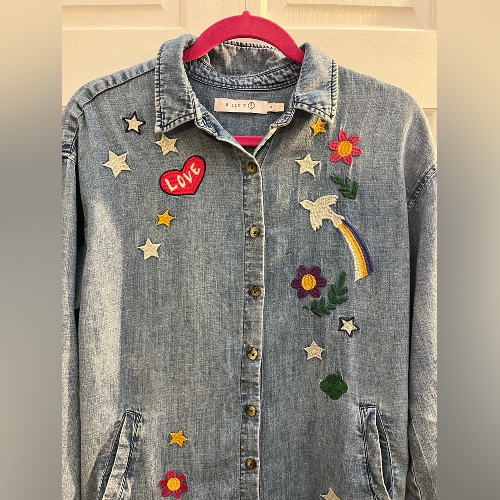 Billy T Denim Embroidered Shirtdress - Picture 5 of 7